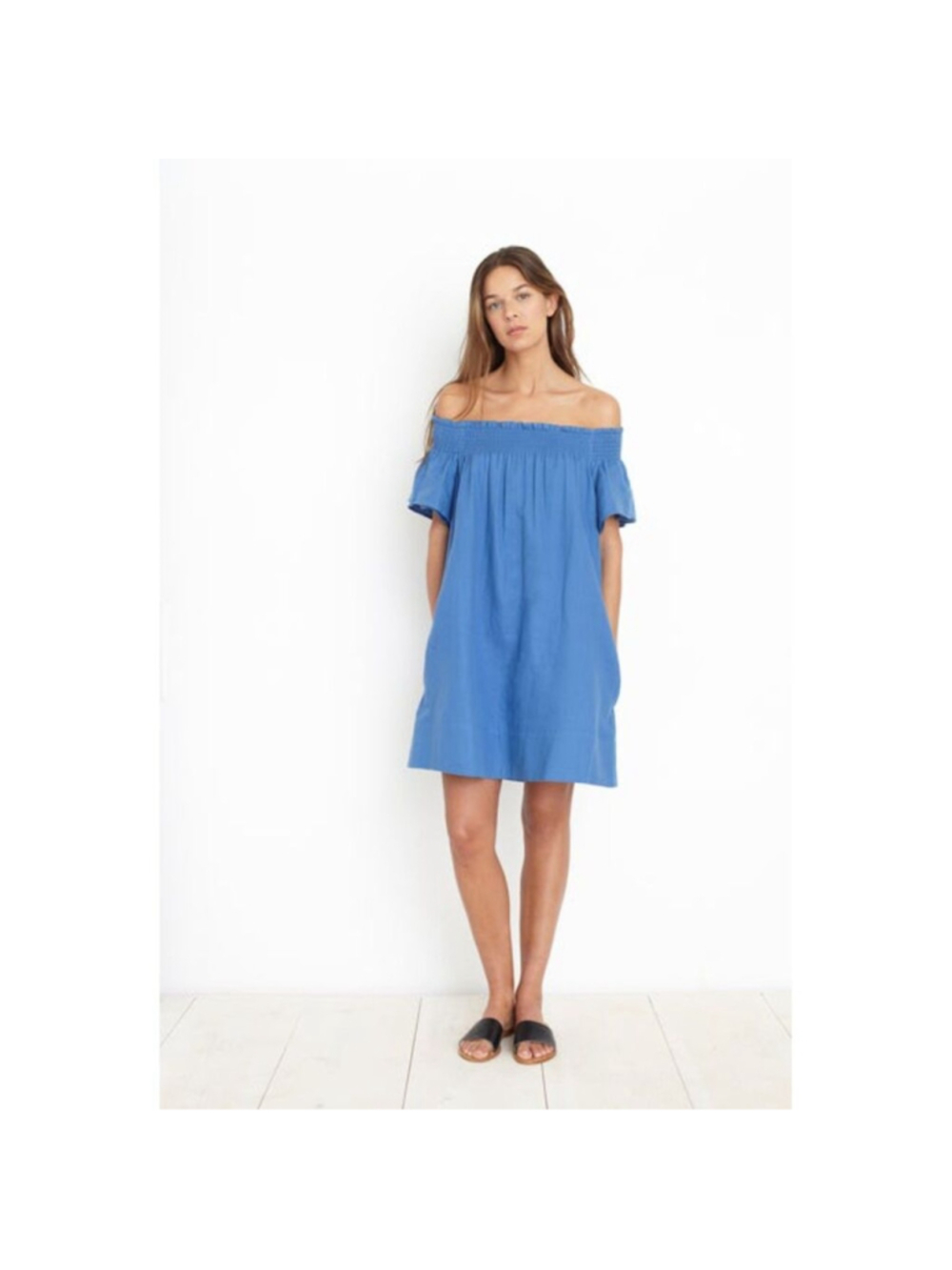 Apiece Apart Blue Smocked Neck Dress 10
